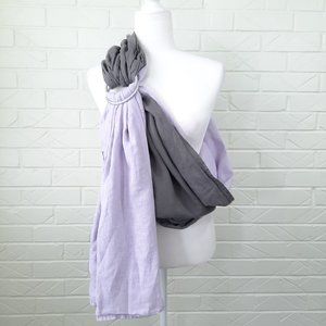 Sakura Bloom Lavender Purple and Graphite Grey Linen Ring Baby Sling Carrier